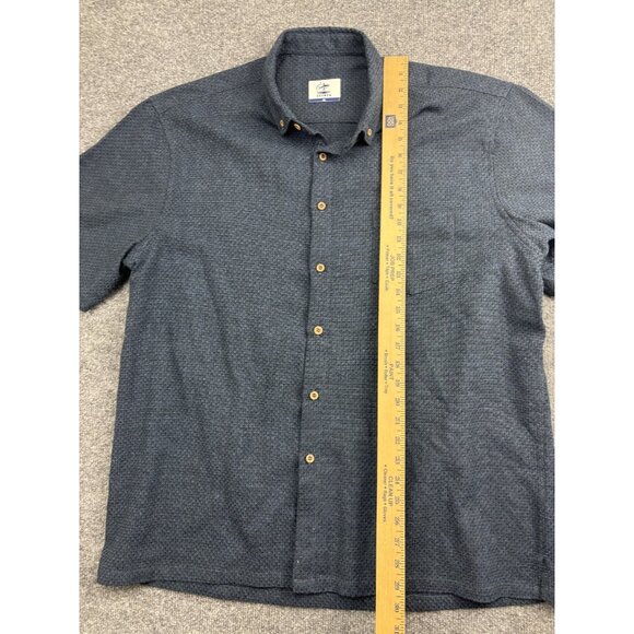 OROMEN Shirt Mens 2XL Blue Short Sleeve Button Down Cotton Textured Pocket Woven - Picture 3 of 6